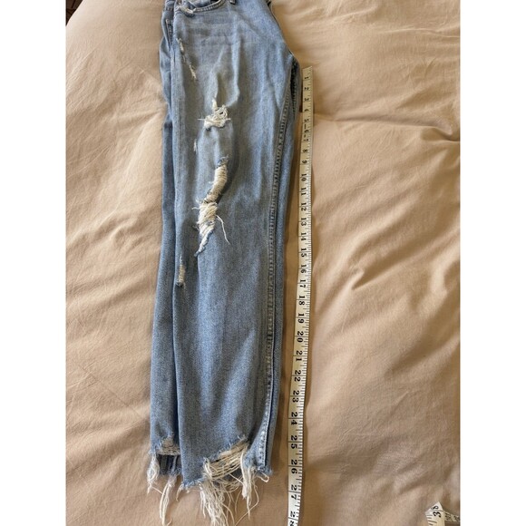 Mother Superior Womens 27 Blue Denim Distressed The Sinner Jeans Crop Frayed - Picture 6 of 12